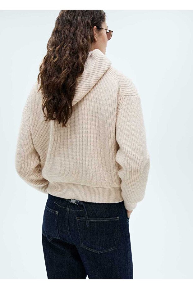 Kapüşonlu triko ceket - 4