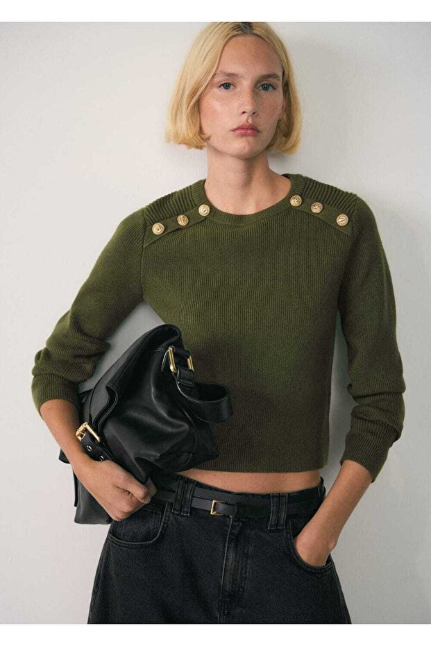 Sweater with Stone Detail on Buttons