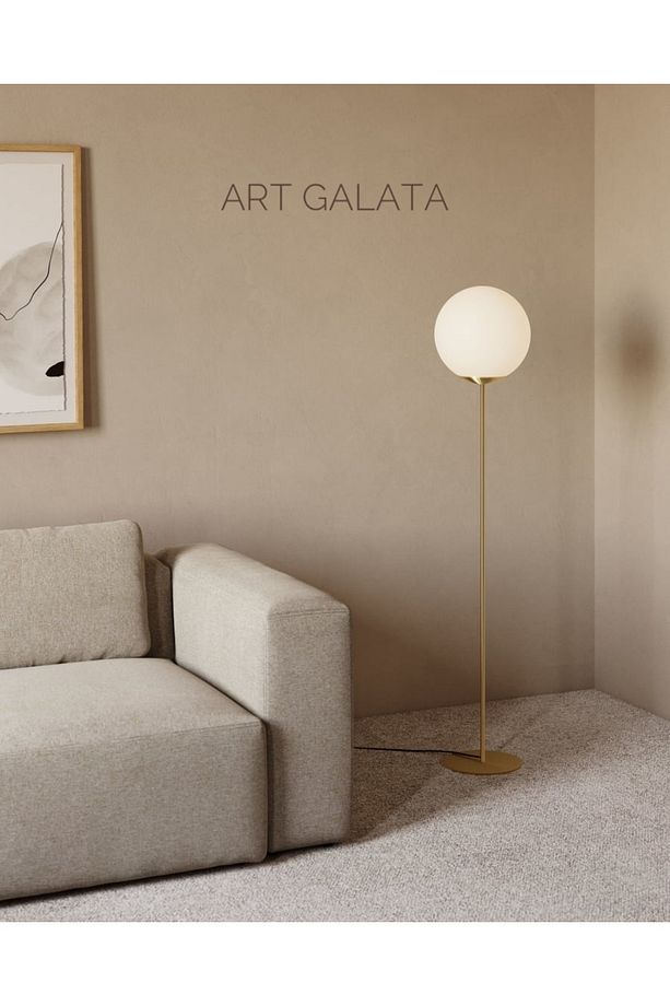Antik Sarı Minimalist Lambader Glop Cam - 1
