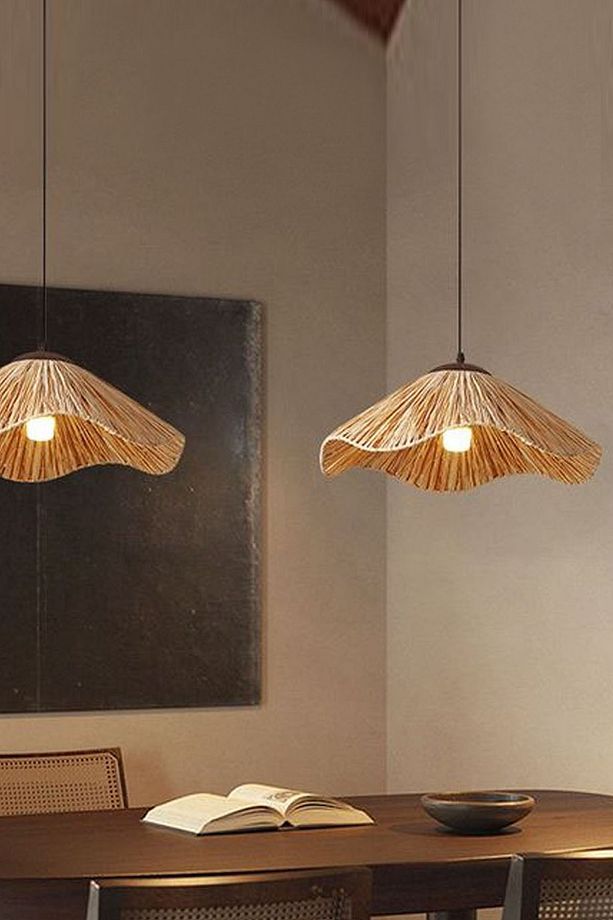 Rattan Bambu Hasır Makrome Sarkıt Avize Dalgalı - 2