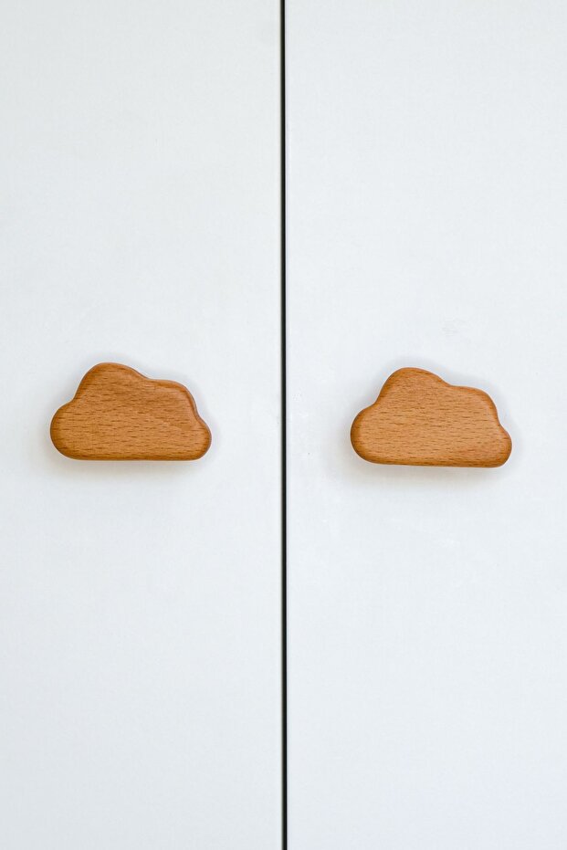 Cloud Patterned (2 Pcs) Baby Kids Room Wooden Furniture Cabinet Drawer Handle