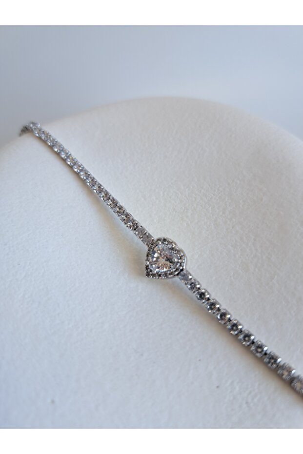 Silver Color Zircon Stone Heart Bracelet