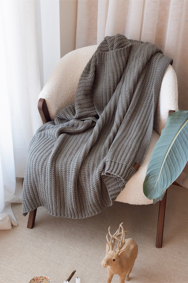 Shadow Örme Battaniye Haki 130x170 - 4