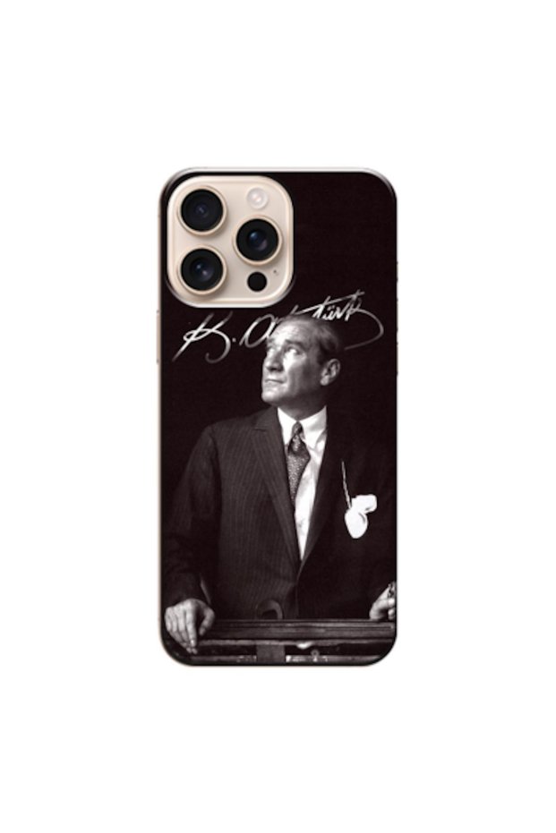 Apple iPhone 16 Pro Max Compatible Case Mustafa Kemal Atatürk Silicone Case (Printed)