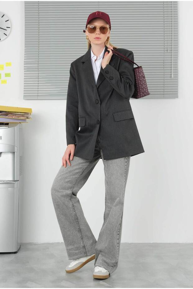 Klasik Blazer Ceket Antrasit - 7