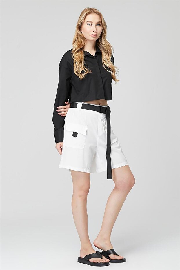 Bantlı Cepli Şort - 2