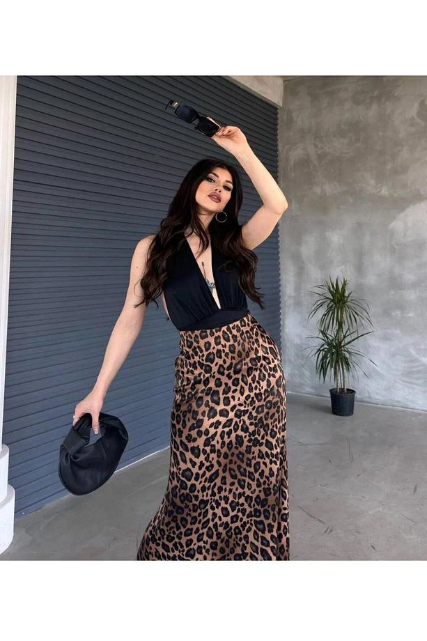 DESENLİ MİDİ ETEK LEOPARRr - 3