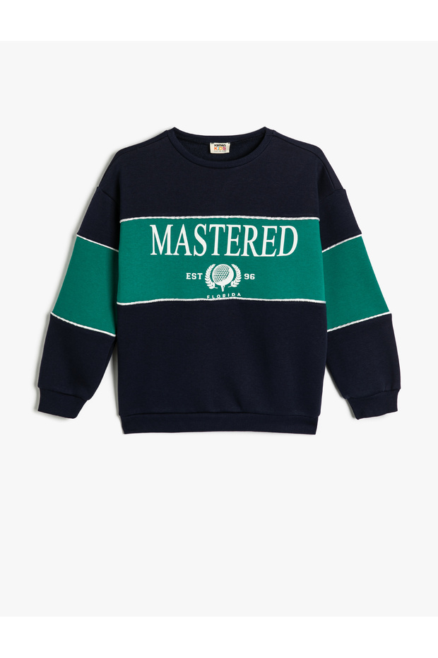 Sweatshirt Printed Crew Neck with Raised Color Block