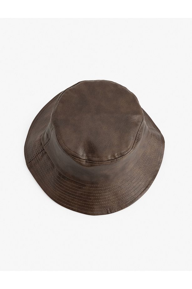 Suni Deri Bucket Şapka - 2