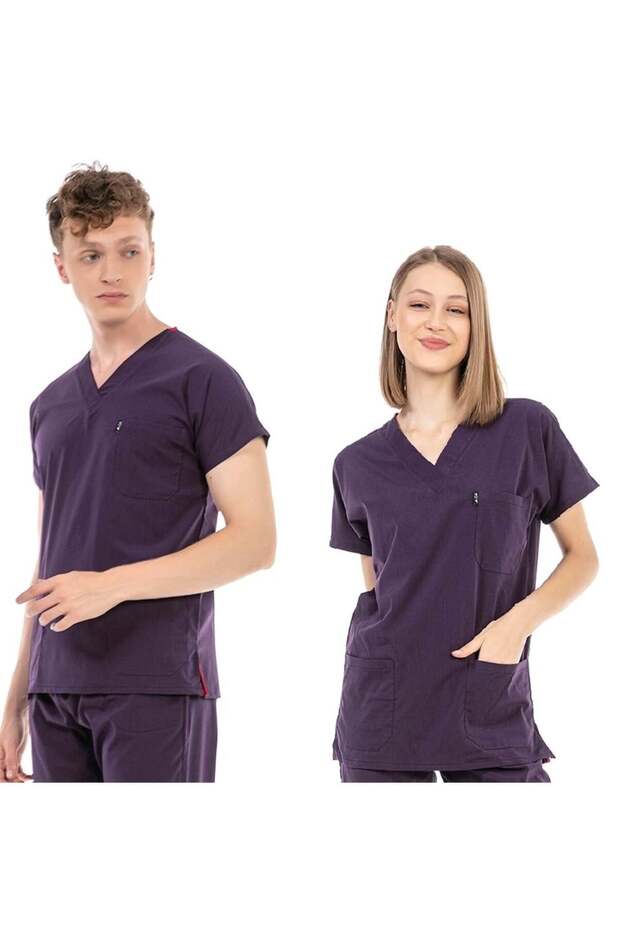 Ultralycra Basic - Lycra Doctor Nurse Scrubs Single Top Surgical Jersey (Unisex), Dark Purple