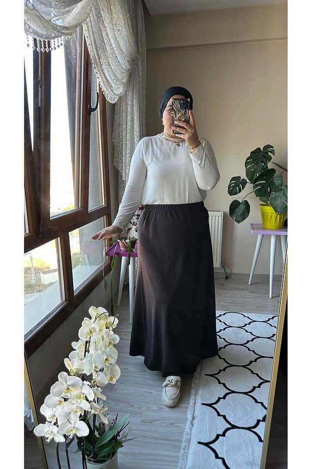 Anne Beli Lastikli Kışlık Çelik Çapraz Taşlı Büyük Beden Etek - 3