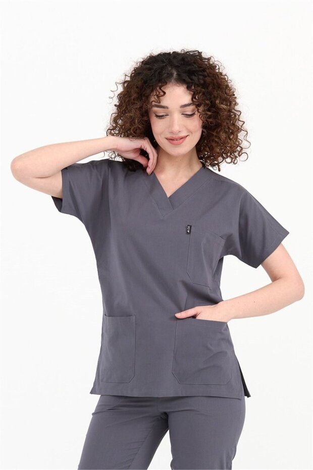 Ultralycra Spaniard - Lycra Doctor Nurse Scrubs Single Top Surgical Jersey (Women), Asphalt