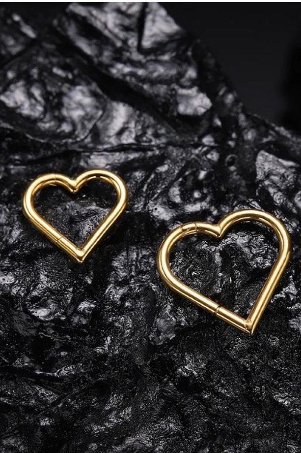 1 Adet Cerrahi Çelik Klipsli Kalp Tragus, Helix, Lobe, Snug Küpe Piercing - 4