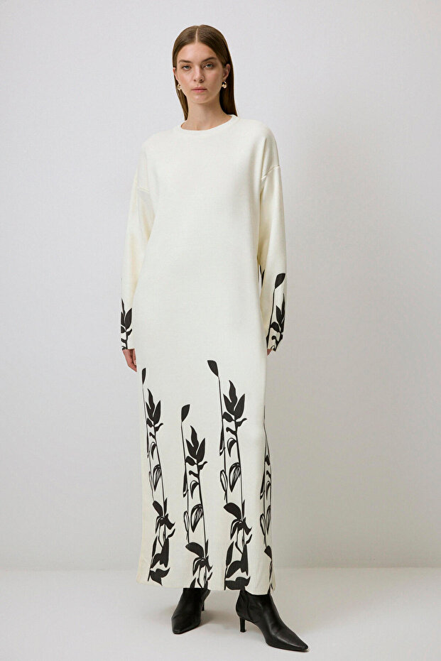 Flower Printed Knitwear Dress