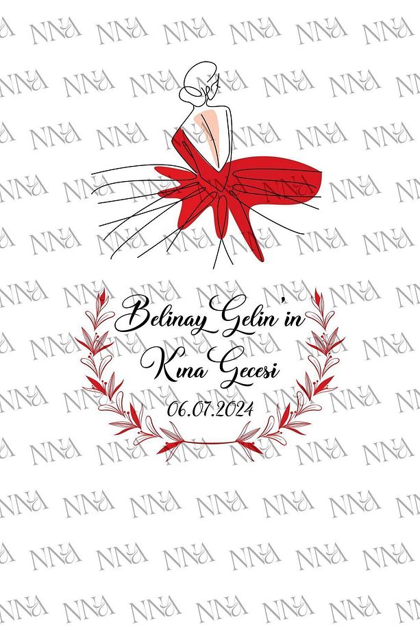50 Adet Tek Yön Kişiye Özel Isim Baskılı Kına Hediyeliği Kağıt Çanta/poşet 18x8x24 Cm(BT02) - 6