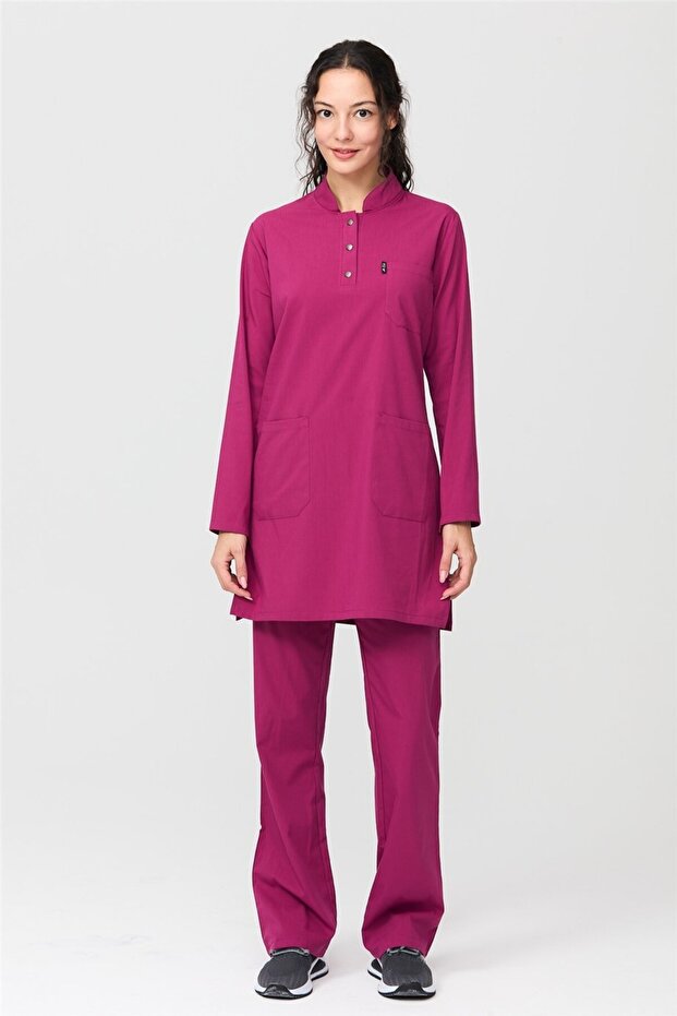 Ultralycra Modest - Lycra Doctor Nurse Hijab Uniform Set, Cherry