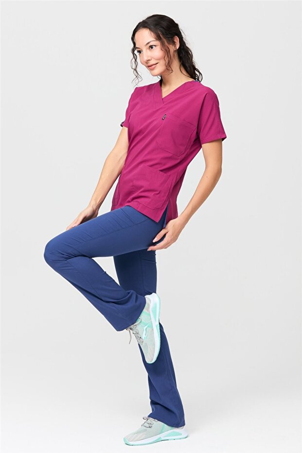 Ultralycra Harmony/Spaniard - Lycra Doctor Nurse Uniform Set (Women), Cherry/Storm Blue
