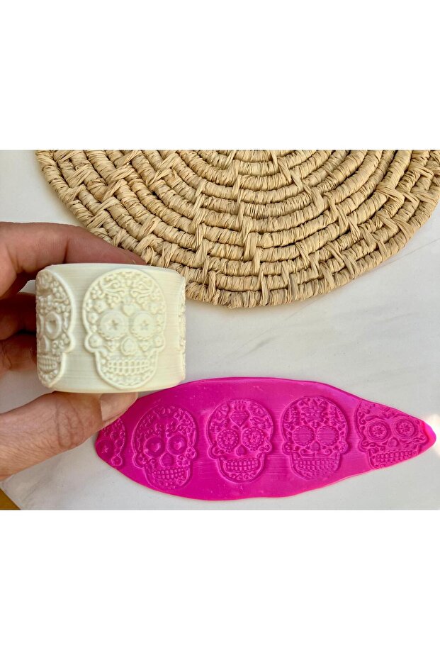 لفة من طين البوليمر المزخرف على شكل جمجمة / نمط طين السيراميك - 1