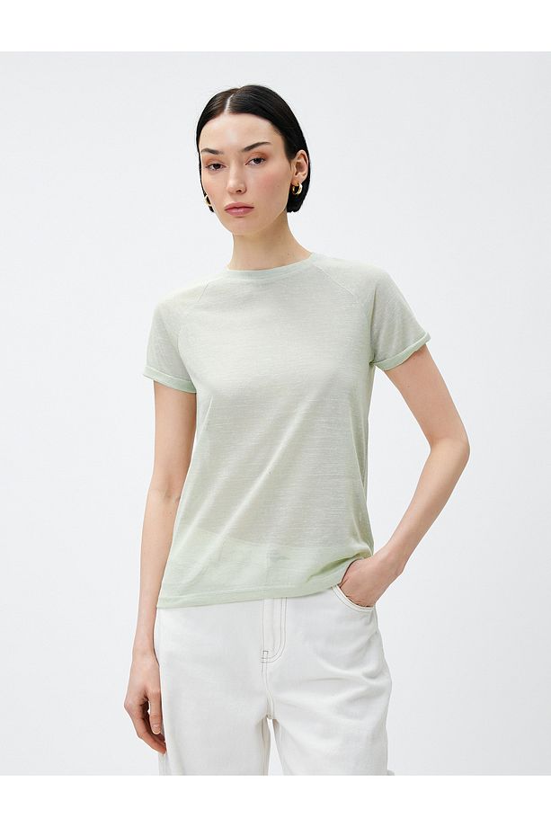 Bisiklet Yaka Tişört Reglan Kol - 3
