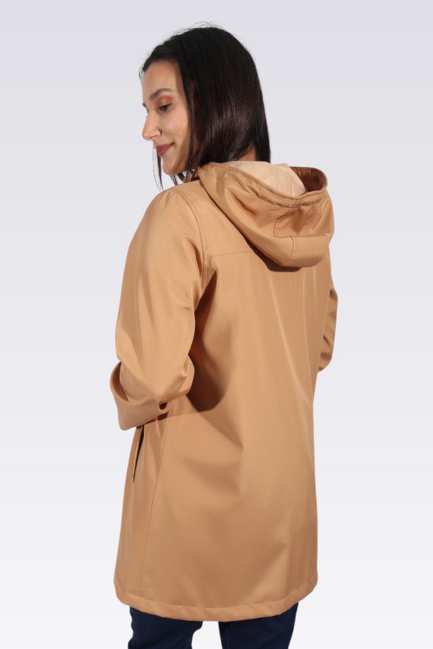 60122 CAMEL KAPÜŞONLU TRENÇKOT - 6