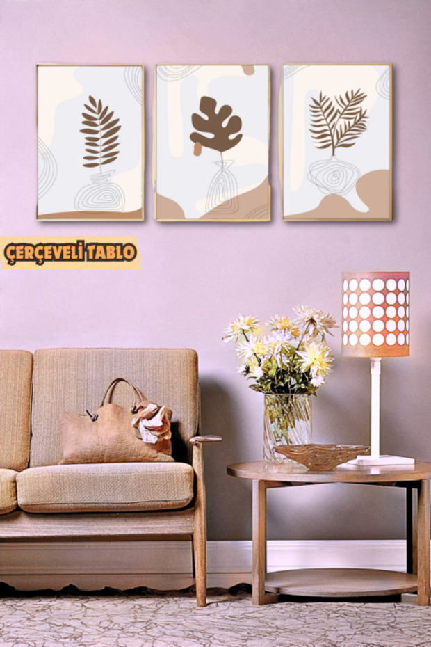 3lü Tablo Dekoratif Tablo Mutfak Duvar Tablosu Seti Yatak Odası Tablo Seti Salon Tablo Modern Tablo - 4