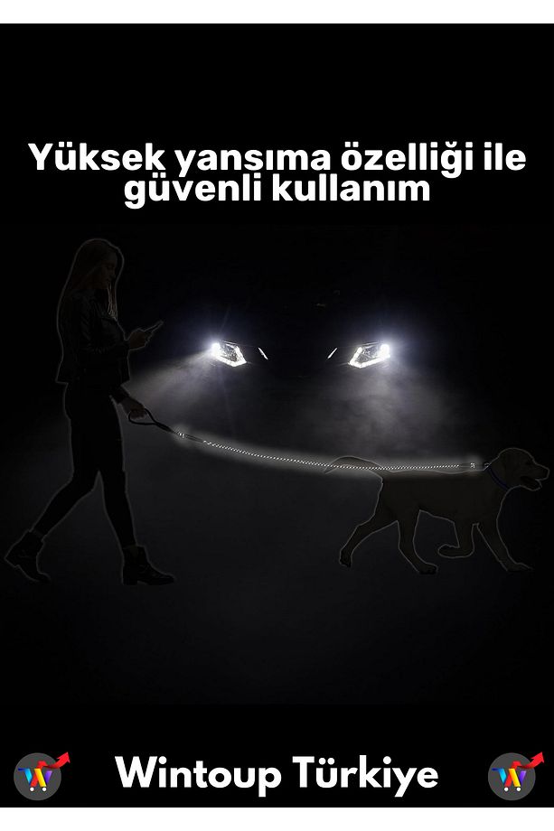 Özel Yüksek Kaliteli Ekstra Kalın Dağcı Dokuma İpli Esnek Yansıtma Reflektörlü Köpek Tasması 130 Cm - 2