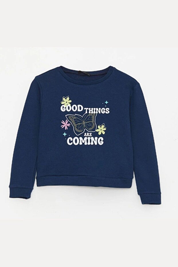 Girl's Sweatshirt Printed Navy Blue- Miranda