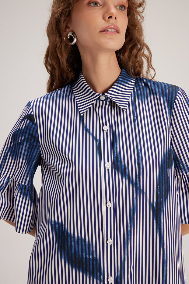 Volanlı Gömlek Elbise - 3