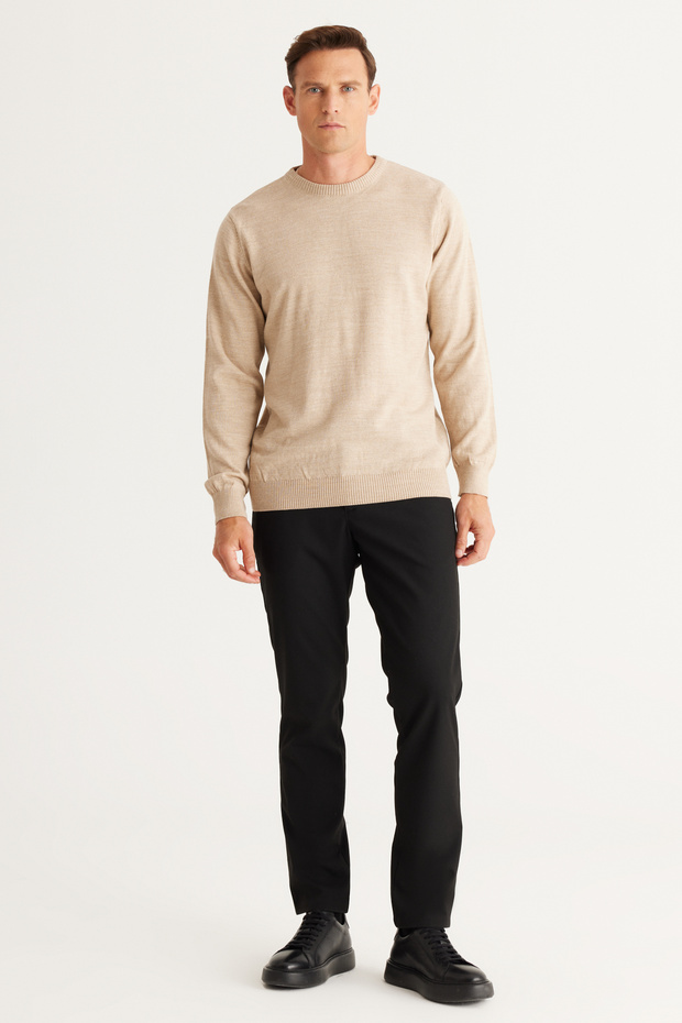 Erkek Bej-Kiremit 2'li Paket Sıcak Tutan Standart Fit Normal Kesim Bisiklet Yaka Triko Kazak - 4