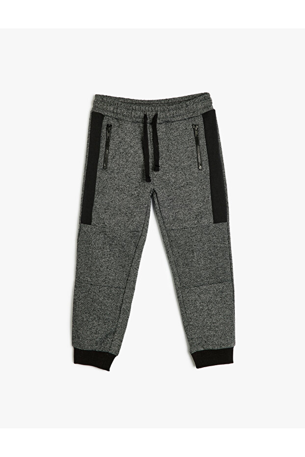 Jogger Sweatpants Color Block Zipper Detailed