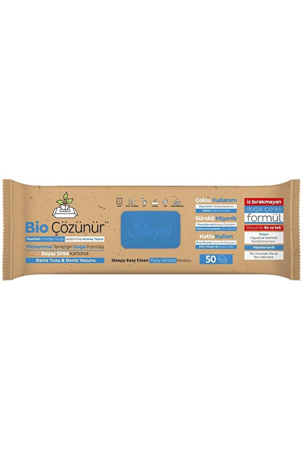 Sleepy Easy Clean Biodegradable 'Sea Salt & Algae' Surface Cleaning Towel 50 Sheets