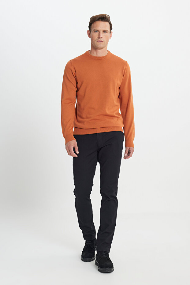 Erkek Bej-Kiremit 2'li Paket Sıcak Tutan Standart Fit Normal Kesim Bisiklet Yaka Triko Kazak - 5