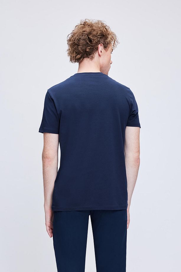Lacivert Regular Fit Bisiklet Yaka Pamuklu Tişört - 5