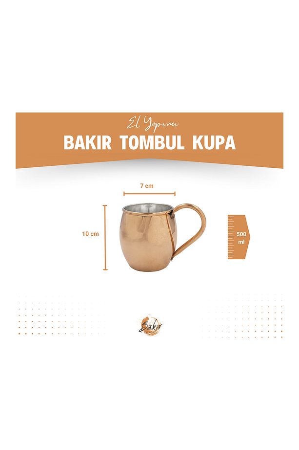 Bakır Kupa Bardak Tombul Model (2'Lİ) Bakır Renk - 5