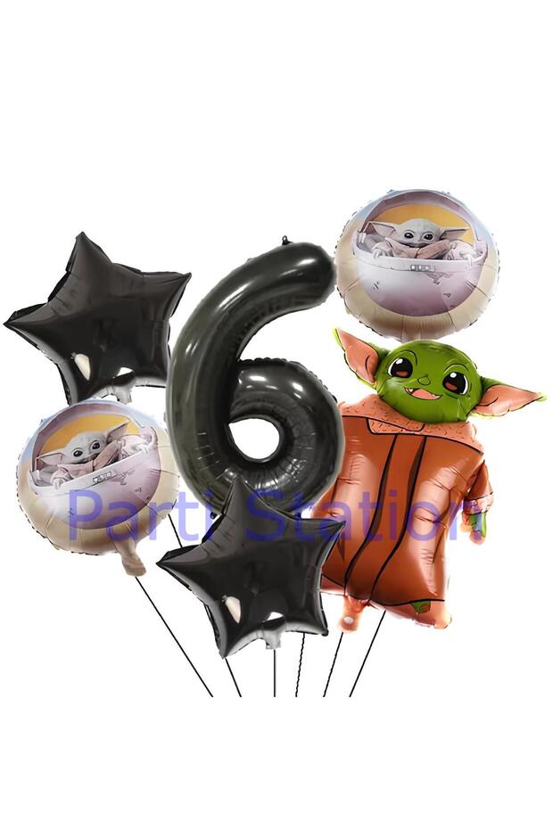 Star Wars Yoda 1 Year Old Black Number Balloon Set Star Wars Yoda Concept Birthday Balloon Set
