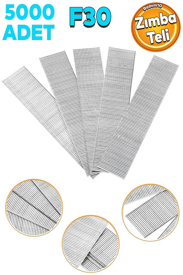 Zımba Teli F30 Sanayi Tipi 30 mm Makina Çivi Çivisi Süpürgelik Parke Ahşap Mdf Tel 5000 ADET - 1