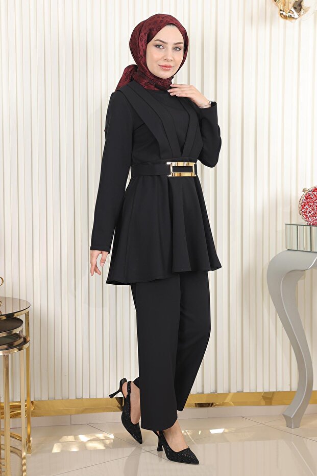 Pleated Double Suit Black 17901