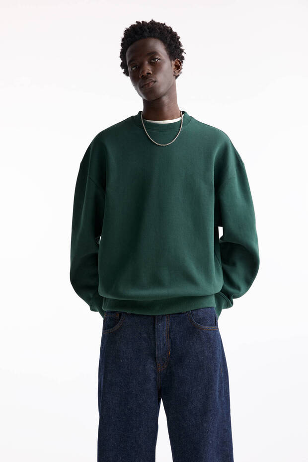 Bisiklet Yaka Basic Sweatshirt - 1