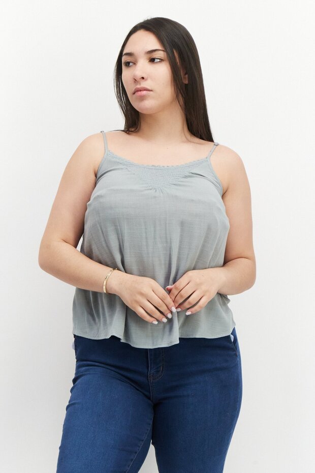 Women Scoop Neck Sleeveless Textured Tank Top, Sage Green