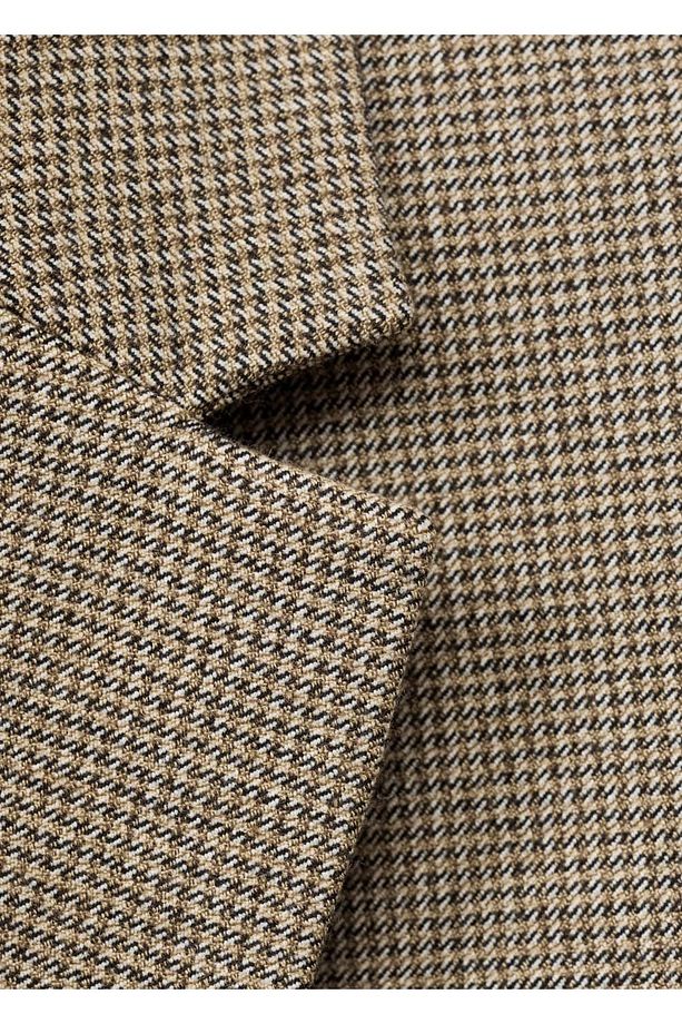 Mikro Kaz Ayağı Desenli Blazer Ceket - 7