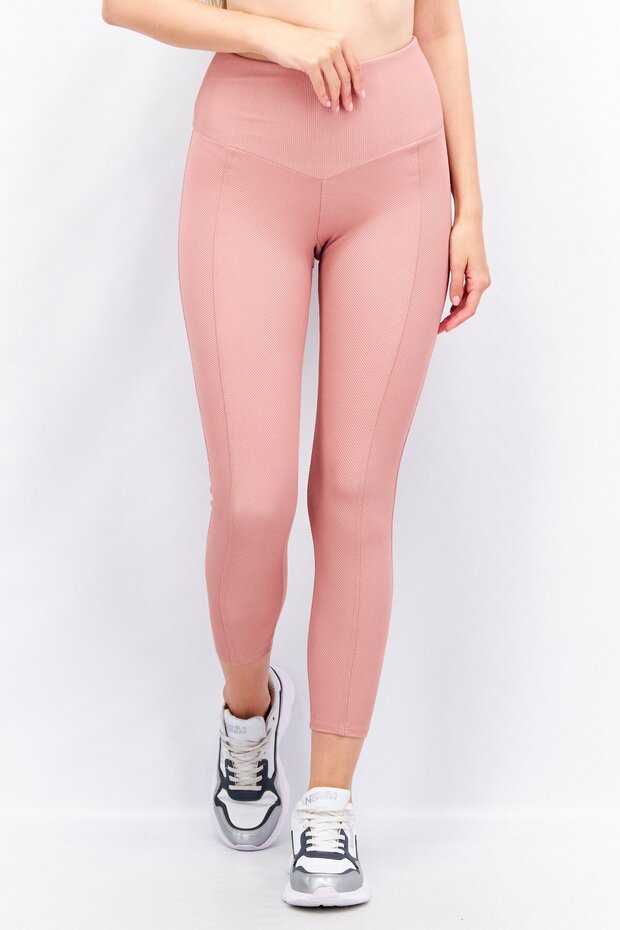 Women Textured Leggings, Mauve Pink