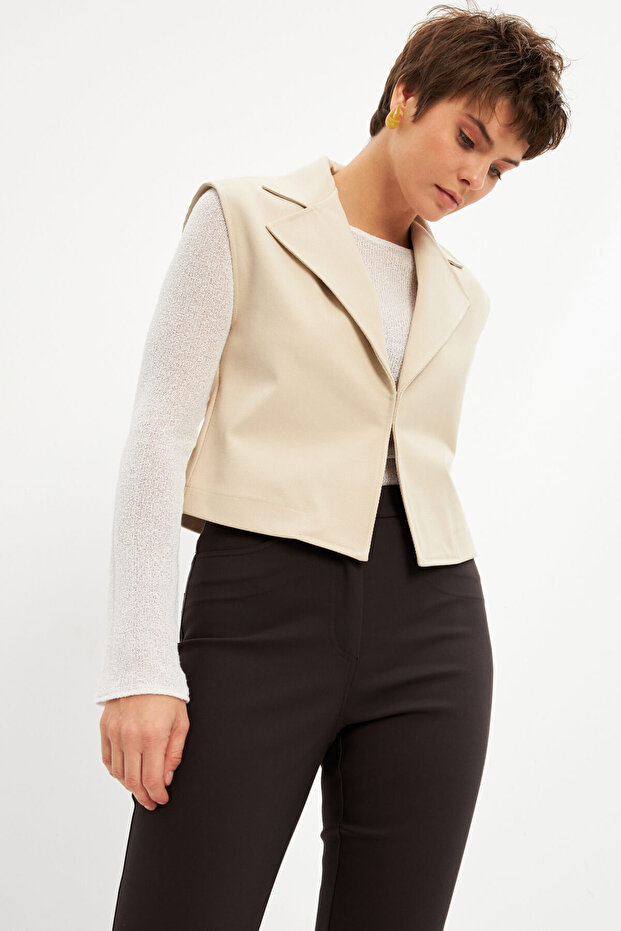 Ecru Basic Unlined Vest - 4