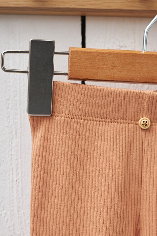 Fitilli Basıc Çocuk Tayt Pudra - 2