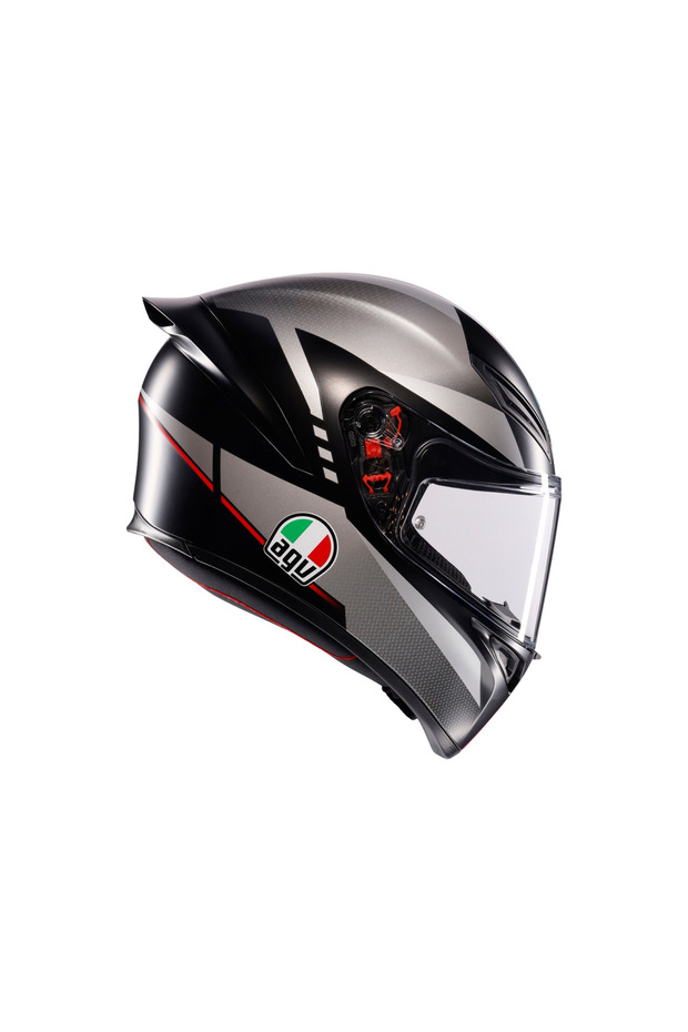 K1 S Lap Matt Black Grey Red Kapalı Kask - 4