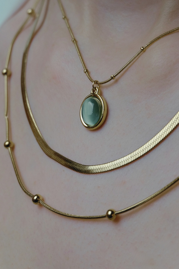 Steel Green Necklace Set