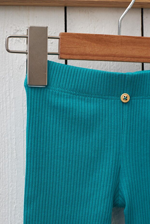 Fitilli Basıc Çocuk Tayt Yeşil - 2