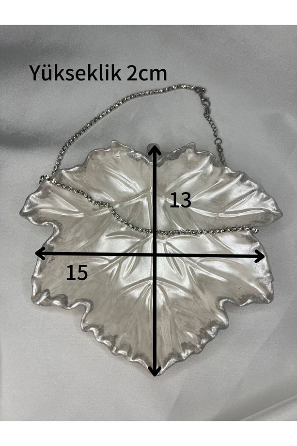 İnci Dekoratif Tabak, Takı Tabağı, Yaprak Seklinde Tabağı - 2