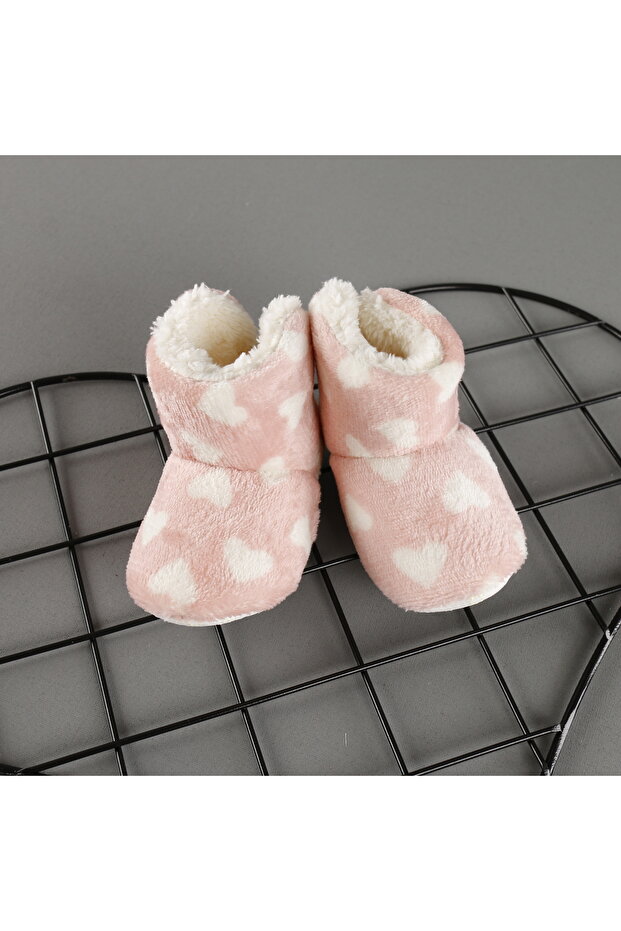 Kaydırmaz Tabanlı Kalp Baskılı Çocuk Bebek Panduf Unisex - 2