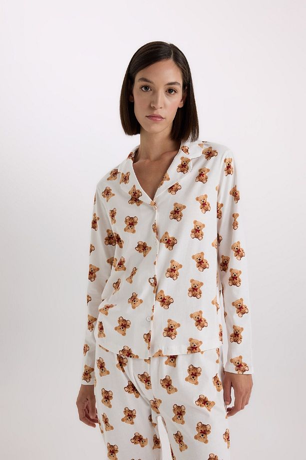 Fall in Love Desenli Pijama Takımı Uzun Kollu Üst Beli Lastikli Alt D2278AX24WN - 4