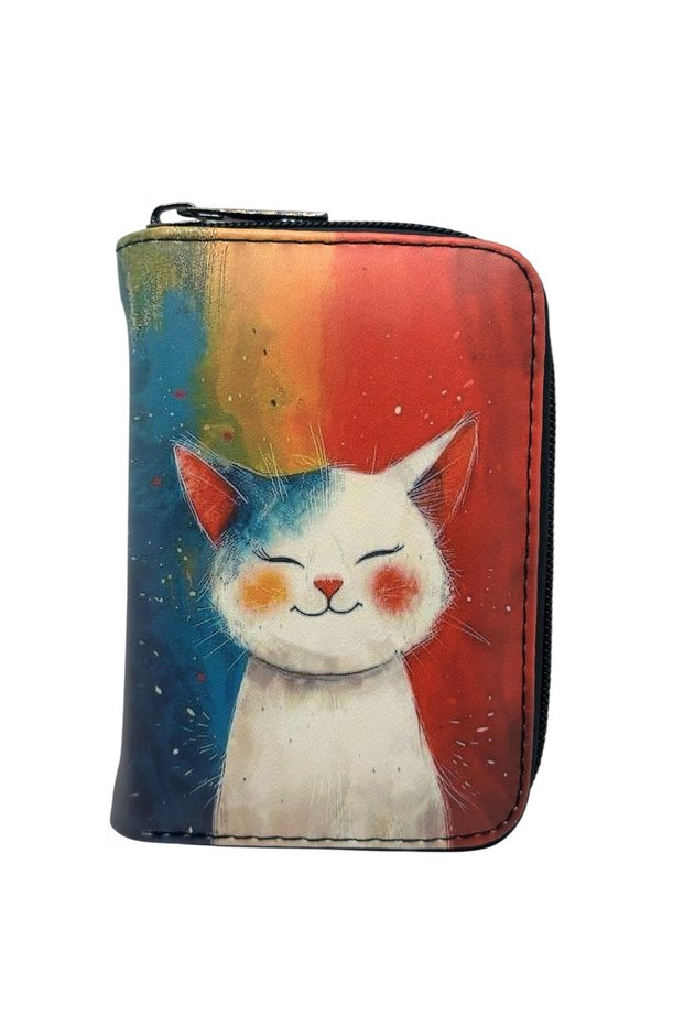 Special Design Children's & Teenagers' Wallet with Cat Image, Zippered Coin Compartment and Card Holder